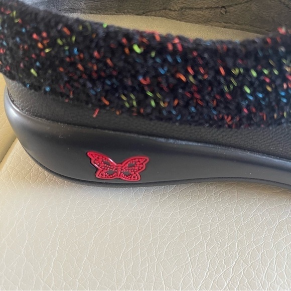 Alegria Kyah Black Leather Mule Knit Trim Comfort KYA-7630 Faux Fur Lining 35 - Picture 11 of 16